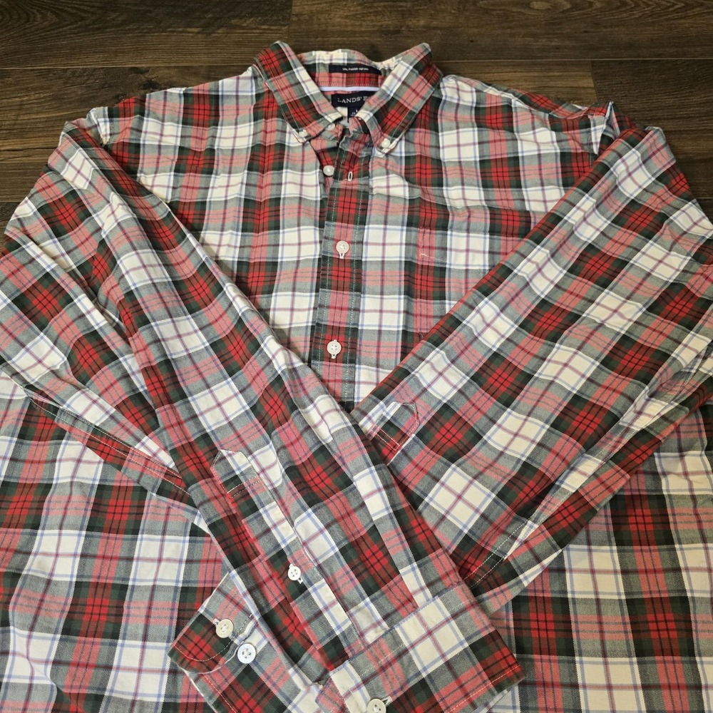Lands End Oxford Button Shirt Mens L 16-16.5 Sail Rigger Traditional‎ Fit